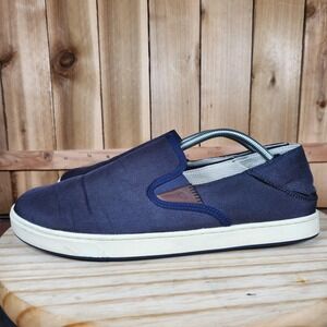 OluKai Kahu Slip On Shoes Mens 12 Blue Canvas Casual Comfort Walking Sneakers